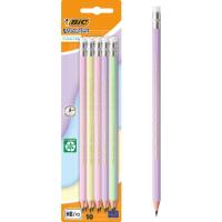 Lápiz de grafito HB2 con goma, resina de colores pastel Evolutión BIC, pack 10 uds