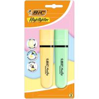 Marcador fluorescente, 2 colores pastel surtidos, Marking Flat BIC, pack 2 uds