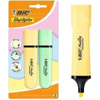 Marcador fluorescente, 2 colores pastel surtidos, Marking Flat BIC, pack 2 uds