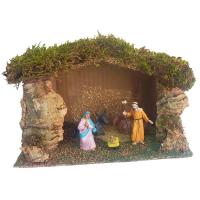 Cueva para Belén Navideño con nacimiento incluido, 6 uds