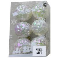 Bola para árbol de Navidad blanca, 6 cm, efecto nacar, caja 6 uds