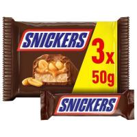 Barrita de chocolate SNICKERS, pack 3x50 g