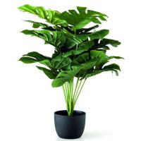 Planta artificial: Palmera Monstera verde con maceta pvc negra, 49 cm