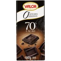 Chocolate 70% sin azúcar VALOR, tableta 100g