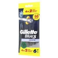 GILLETTE Blue 3 Smooh erabili eta botatzeko aitzurra, poltsa 4+2 ale
