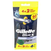 GILLETTE Blue 3 Smooh erabili eta botatzeko aitzurra, poltsa 4+2 ale