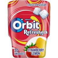 Chicle refresher de fresa y lima ORBIT, bote 67 g