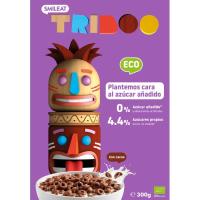 Cereales aros sabor chocolate 100% ecológicos TRIBOO, caja 300 g