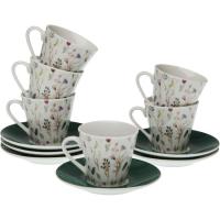 Taza con plato para café, 6 comensales, porcelana Sansa VERSA HOME, juego 12 uds