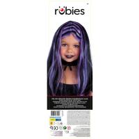 Peluca infantil negra con mechas lilas, Edad rec: +3 años RUBIES, talla única