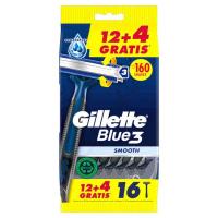 GILLETTE Blue 3 erabili eta botatzeko makina, poltsa 12+4 ale