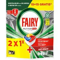 Lavavajillas máquina platinum plus FAIRY, bolsa 15+15 dosis