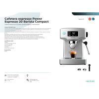 CECOTEC Power 20 kafe-makina barista konpaktua, 20 bar