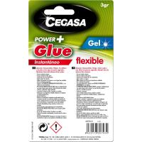 Adhesivo gel instantáneo, flexible, Power+ Glue CEGASA, 3 g