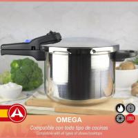 Olla a presión super rápida Omega, apta para todo tipo de cocinas, triple sistema de seguridad, 2 velocidades de cocinado ALZA, 6 litros