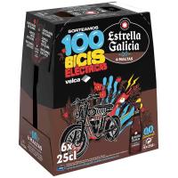 Cerveza 0,0 6 Maltas ESTRELLA GALICIA, pack botellín 6x25 cl