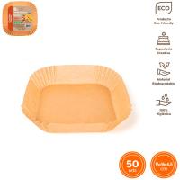 Molde cuadrado de papel para freidora de aire, 16x16x4 cm MAXI PRODUCTS, 50 uds