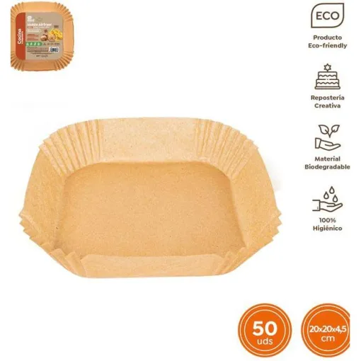 MAXI PRODUCTS aire frijigailurako paperezko molde karratua, 20x4,5 cm, 50 ale