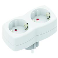 Adaptador Schuko blanco, 2 tomas TT, frontal vertical, 16A SILVER ELECTRONICS