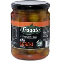 Aceituna verde con hueso estilo gazpacha FRAGATA, frasco 250 g