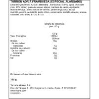 Turrón de frambuesa especial alargado VICENS, tableta 300 g