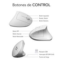 Ratón inalambrico blanco vertical ergonomico dual, glide SUBBLIM