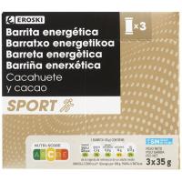 Barrita energética c/ cacahuete-cacao y dátil EROSKI, caja 105 g