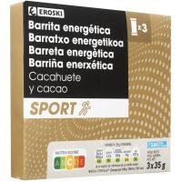 Barrita energética c/ cacahuete-cacao y dátil EROSKI, caja 105 g