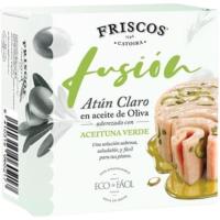 Atún claro con aceituna verde fusión FRISCOS, lata 77 g