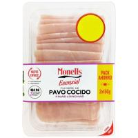 Fiambre de pechuga de pavo MONELLS, pack 2x150 g