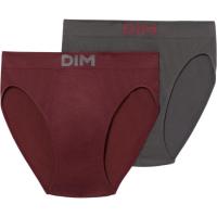 Slip de hombre sin costuras microfibra gris/granate talla XL DIM BASIC, pack 2 uds