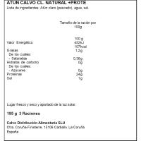 Atún claro natural +PRO CALVO, pack 3x65 g