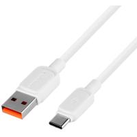 Cable de carga y datos, silicona blanca, USB-A a USB-C, 2,4 A, 1 metro