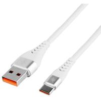 Cable trenzado de carga y datos, blanco, USB-A a USB-C, 2 A, 2 metros
