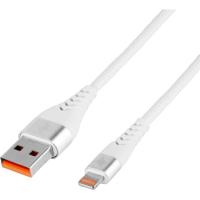 Cable trenzado de carga y datos, blanco, USB-A a iPhone Lightning, 2 A, 2 metros