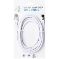 Cable trenzado de carga y datos, blanco, USB-C a USB-C, 2 A, 2 metros