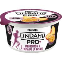 Yogur Pro melocotón y fruta de la pasión LINDHALS, tarrina 160 g