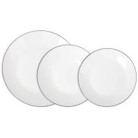 Vajilla Opal blanca filo negro, 4 servicios Plato: Ø25.6, 20 y 18 cm Ischia, 12uds