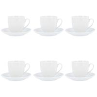 Taza de café con plato, porcelana blanca 9 cl, Renova QUID, set 6 servicios