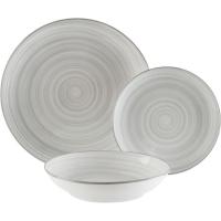 Vajilla de porcelana gris Artesia: 6 servicios, platos: Ø27, 20 y 19 cm, 18 uds