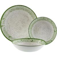 Vajilla de porcelana Provence verde Esmeralda, 6 servicios, platos, 18 uds