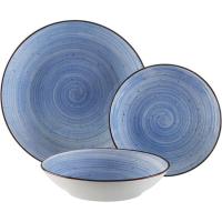 Vajilla de porcelana azul Artesia: 6 servicios, platos: Ø27, 20 y 19 cm, 18 uds