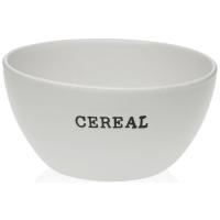 Bol minimal en porcelana blanca letras CEREAL, 1 ud