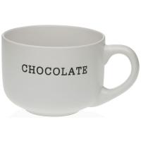 Taza Jumbo minimal, porcelana blanca con letras CHOCOLATE, 1 ud