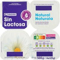 Preparado lácteo s/ lactosa natural EROSKI, pack 4x125 g