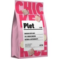 Alimento de pollo y arroz para gatos-cachorros PLET, saco 1,5 kg