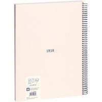 Cuaderno de espiral A4 tapa dura Beige, pautado 7mm, microperforado, serie 1918, 57142E80BG MILAN, 80 hojas