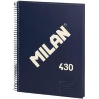 Cuaderno de espiral A4 tapa dura Azul Marino, pautado 7mm, microperforado, serie 1918, 57142E80B MILAN, 80 hojas