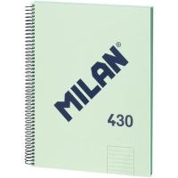 Cuaderno de espiral A4 tapa dura Verde, pautado 7mm, microperforado, serie 1918, 57142E80GR MILAN, 80 hojas