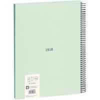 Cuaderno de espiral A4 tapa dura Verde, pautado 7mm, microperforado, serie 1918, 57142E80GR MILAN, 80 hojas